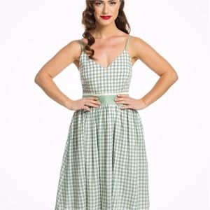 Lindy Bop Honor 1950’s Green Gingham Swing Dress US 16
